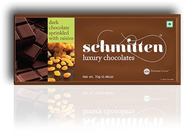 Dark chocolate sprinkled with raisins